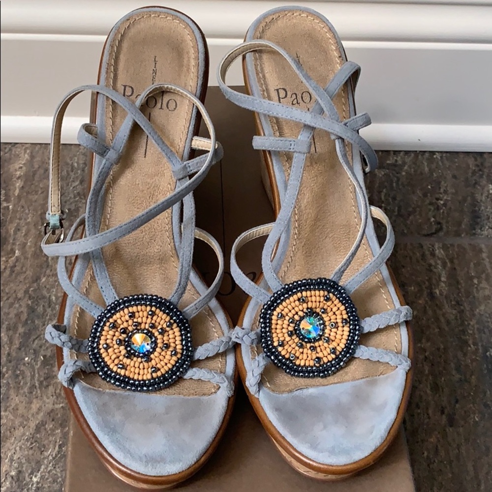 Linea Paolo suede wedge sandal. Size 8.